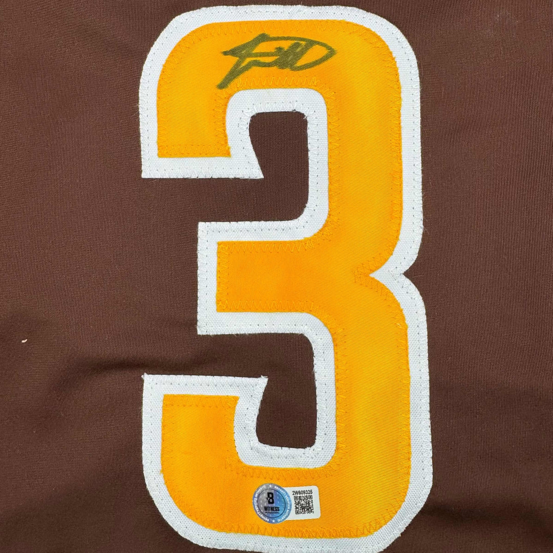 Autographed/Signed Jackson Merrill San Diego Brown Baseball Jersey Beckett COA