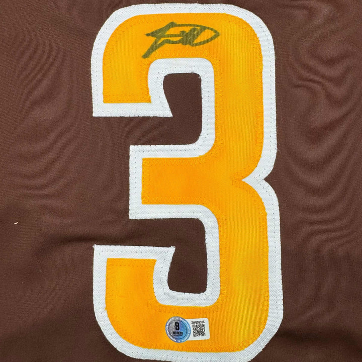 Autographed/Signed Jackson Merrill San Diego Brown Baseball Jersey Beckett COA