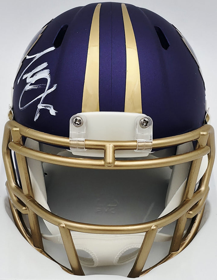 Terrell Suggs Signed Ravens Purple Speed Rave Mini Helmet Beckett Wit #2W637228