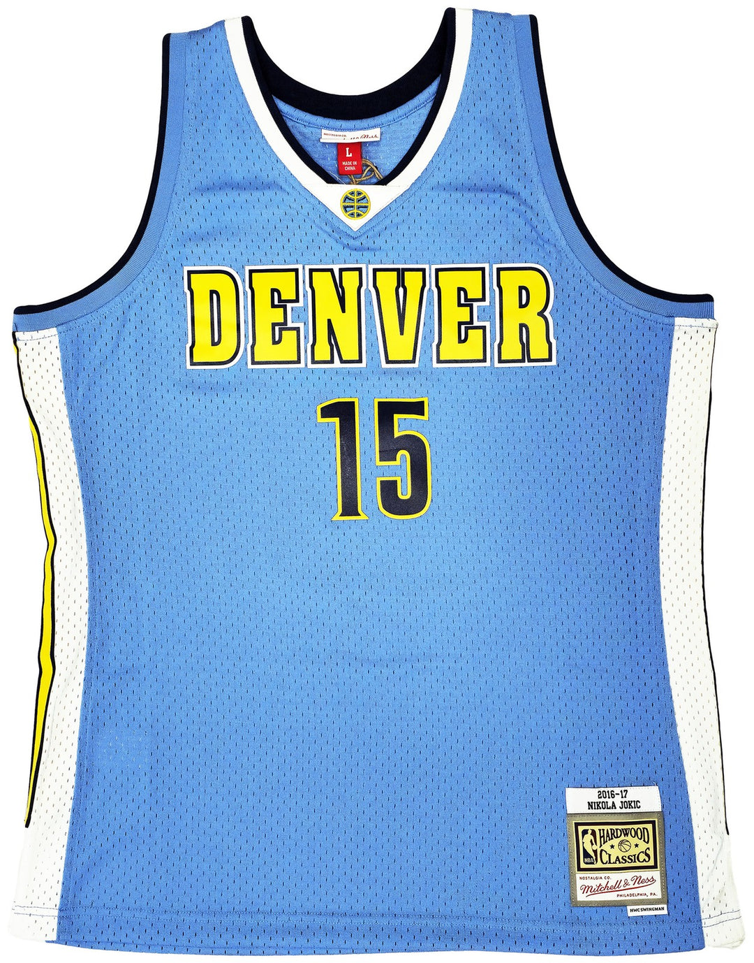 Nuggets Nikola Jokic Auto Blue Mitchell Ness 16 HWC Swingman Rookie Jersey L JSA