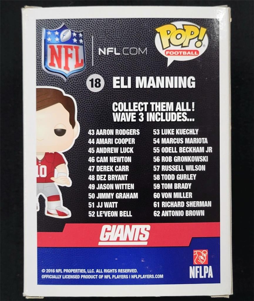 Eli Manning signed New York Giants Funko Pop! 18 autograph Toys R Us ~ Fanatics