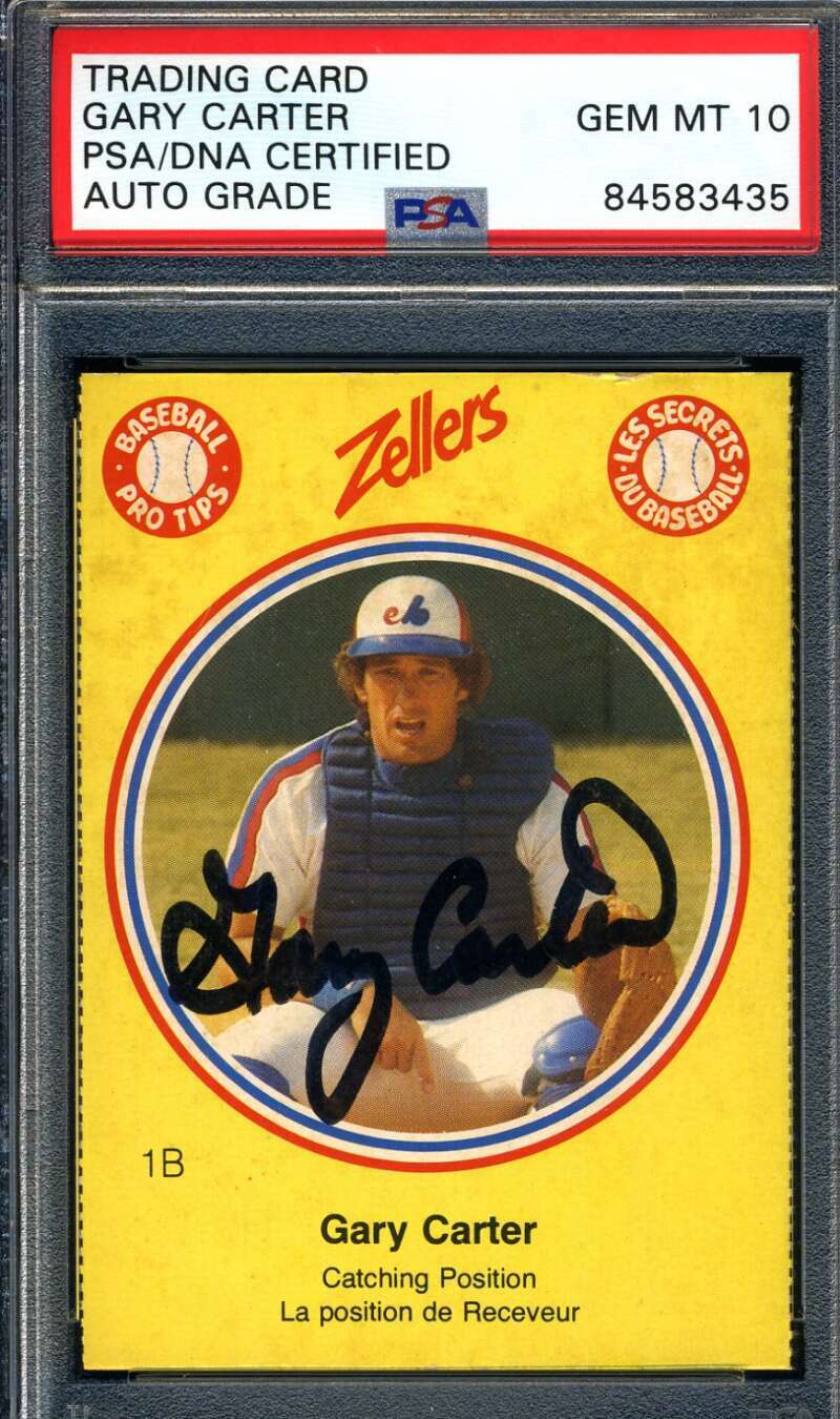Gary Carter Gem Mint 10 PSA DNA Signed 1982 Zellers Expos 1A Autographed