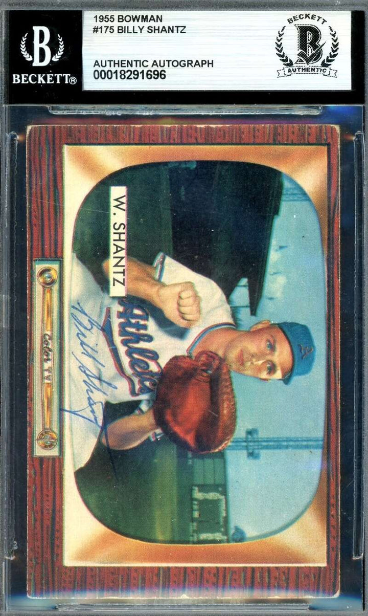 Billy Shantz Beckett BAS Signed 1955 Bowman Autograph