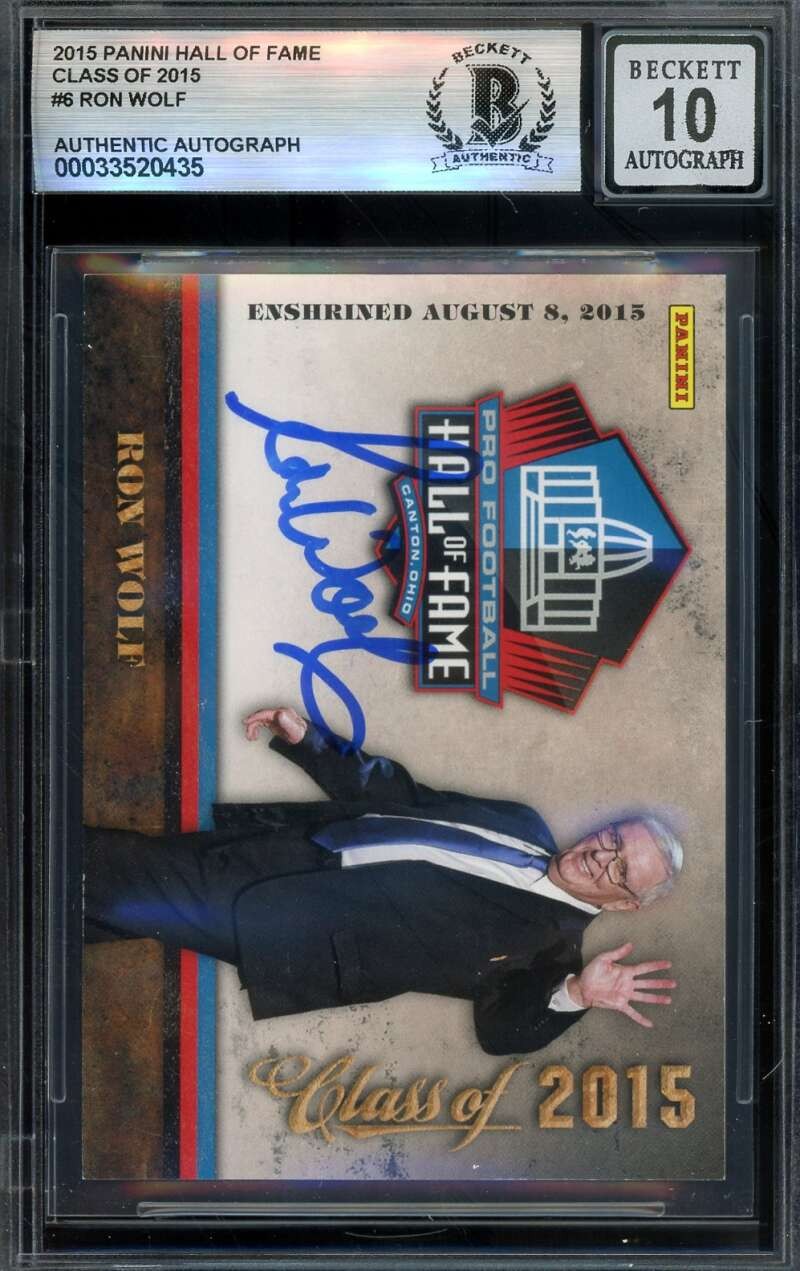 Ron Wolf Gem Mint 10 Beckett BAS Signed 2015 Panini Hall of Fame Autograph