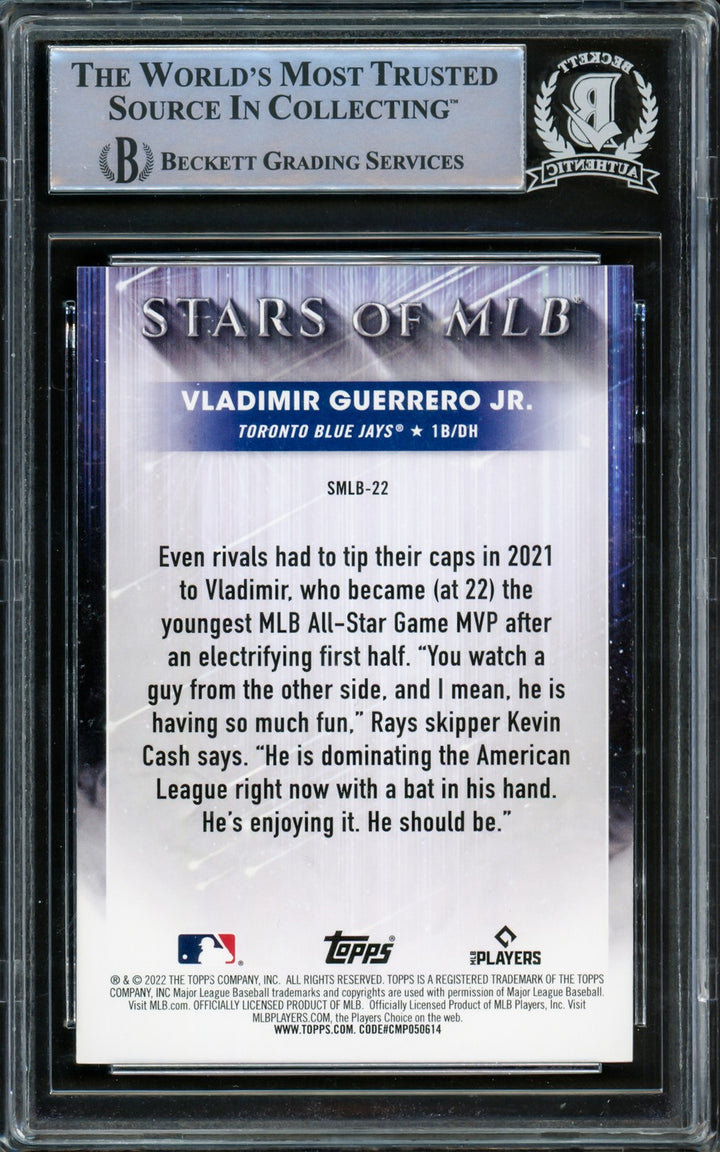 Vladimir Guerrero Jr Auto 2022 Topps Stars of MLB Card SMLB-22 Blue Jays Beckett