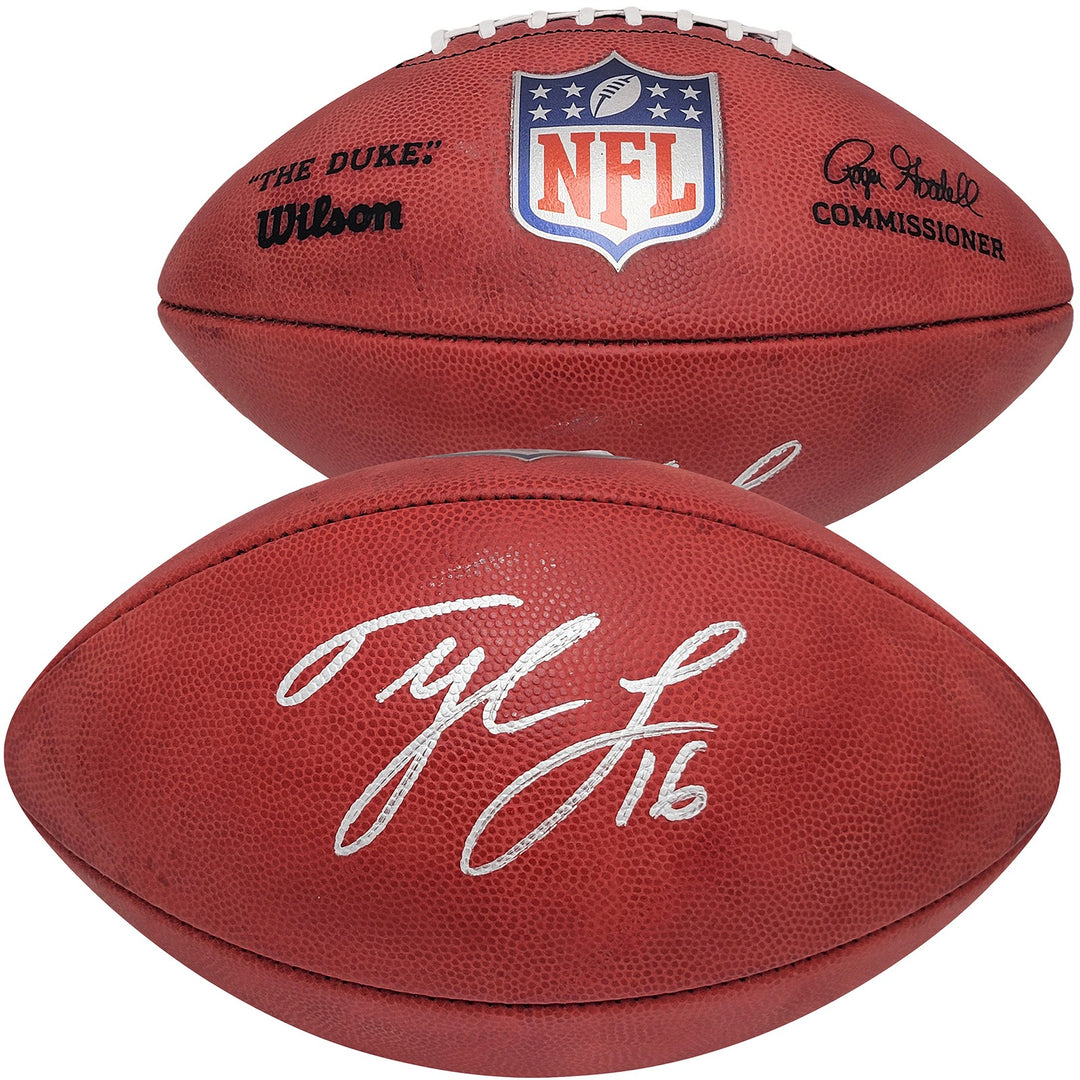 Tyler Lockett Auto Official NFL Leather Colored Shield Football Seahawks