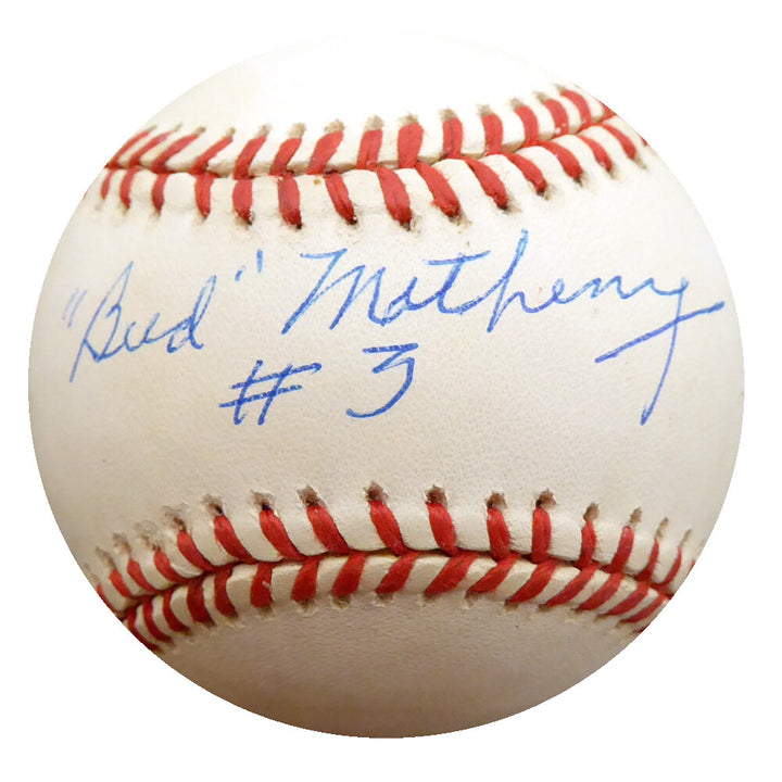 Bud Metheny Signed AL Baseball New York Yankees "#3" Beckett #F27159