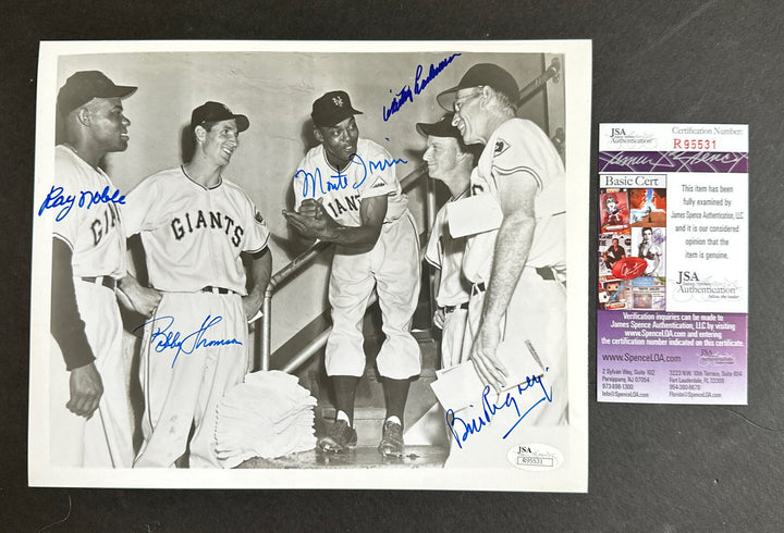 1951 Ny Giants Team Signed Monte Irvin Bobby Thomson Noble 5 auto 8x10 photo Jsa