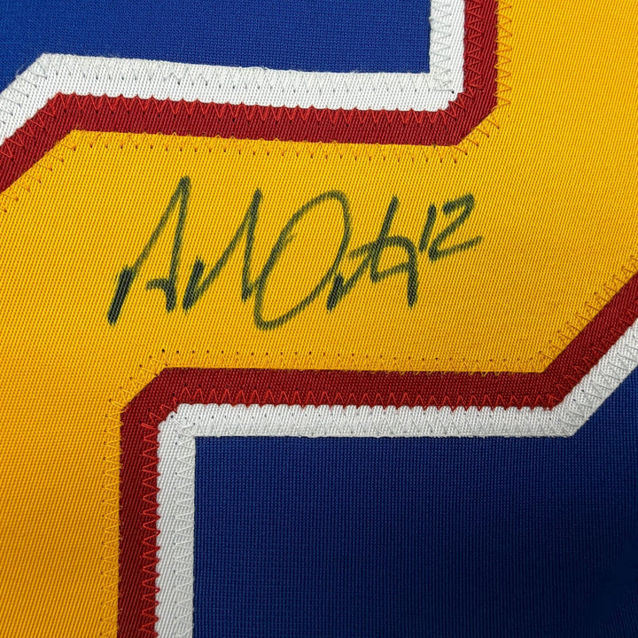 Autographed/Signed Adam Oates Inscribed St. Louis Blue Jersey Beckett COA