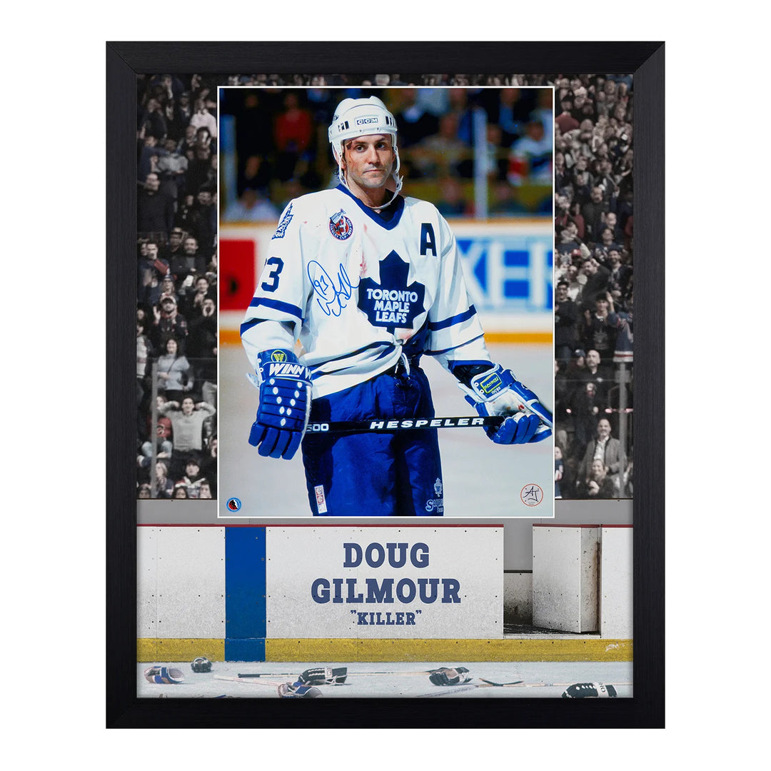 Doug Gilmour Signed Toronto Maple Leafs Hockey Warrior 19x23 Frame