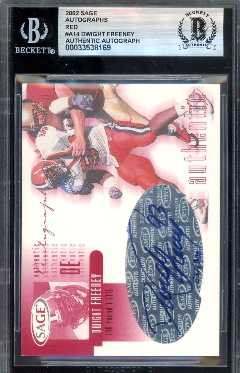 Dwight Freeney Beckett BAS Signed 2002 Sage Red Rookie Autograph