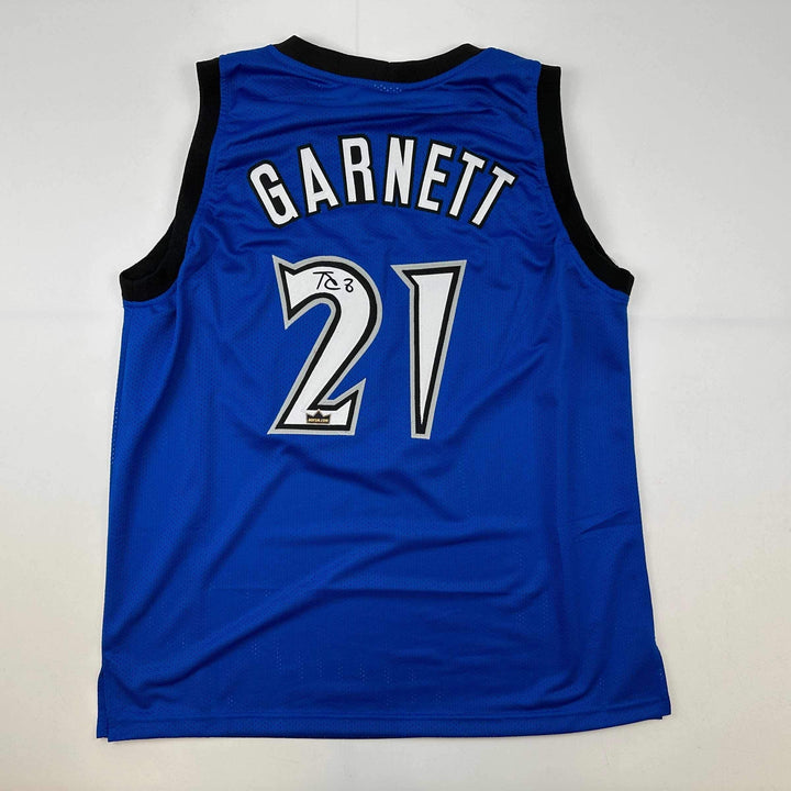Facsimile Autographed Kevin Garnett Minnesota Blue Reprint Auto Jersey Men's XL