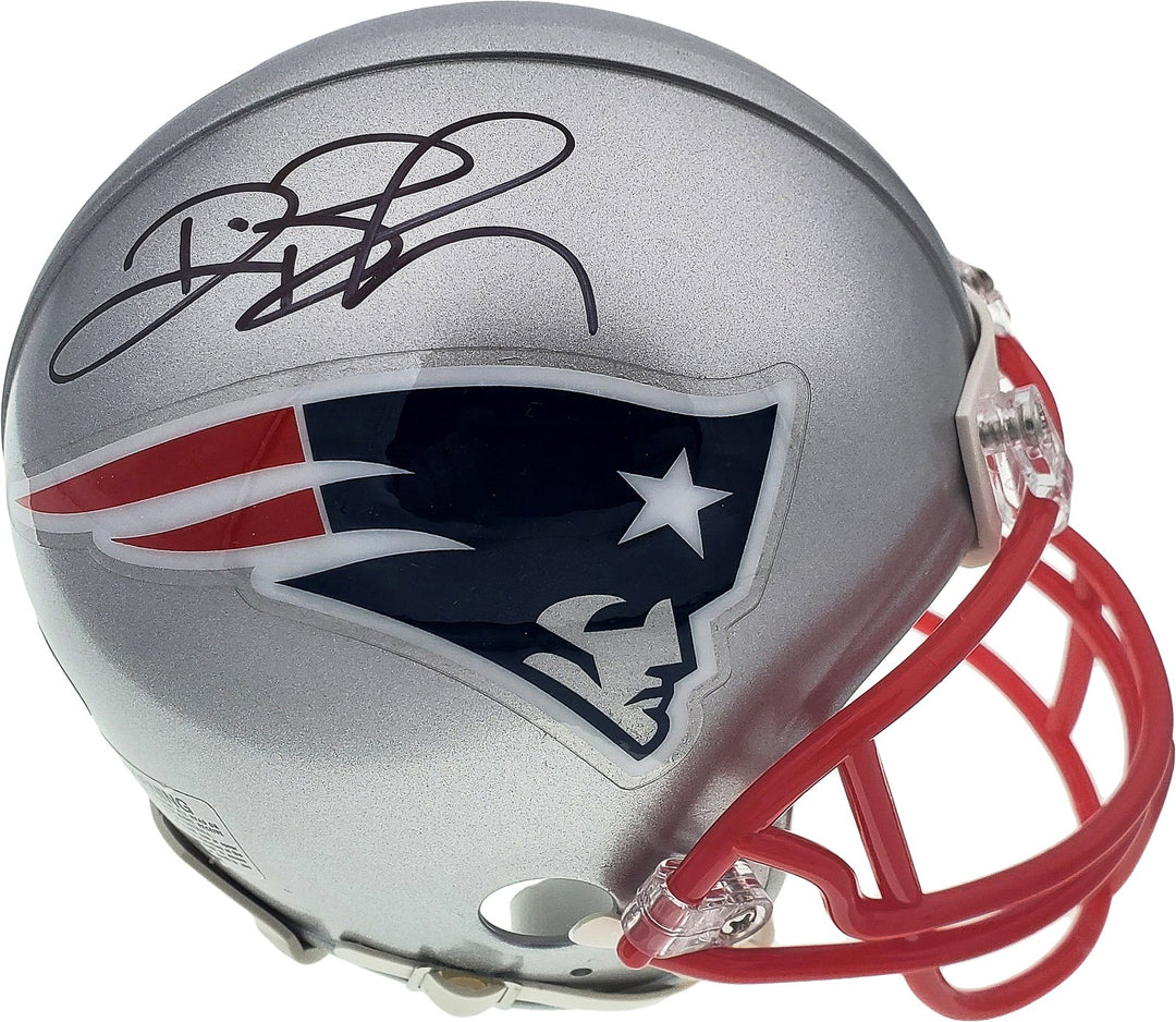 Deion Branch Autographed Signed New England Patriots Silver Mini Helmet Beckett