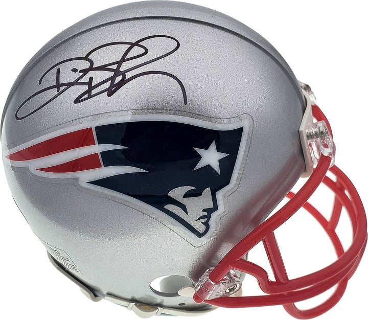 Deion Branch Autographed Signed New England Patriots Silver Mini Helmet Beckett