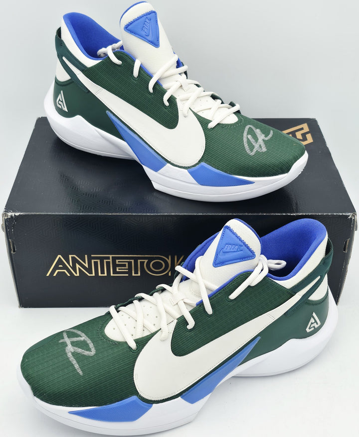 Giannis Signed PE Promo Nike Zoom Freak 2 Shoes Size 16 BAS Witness
