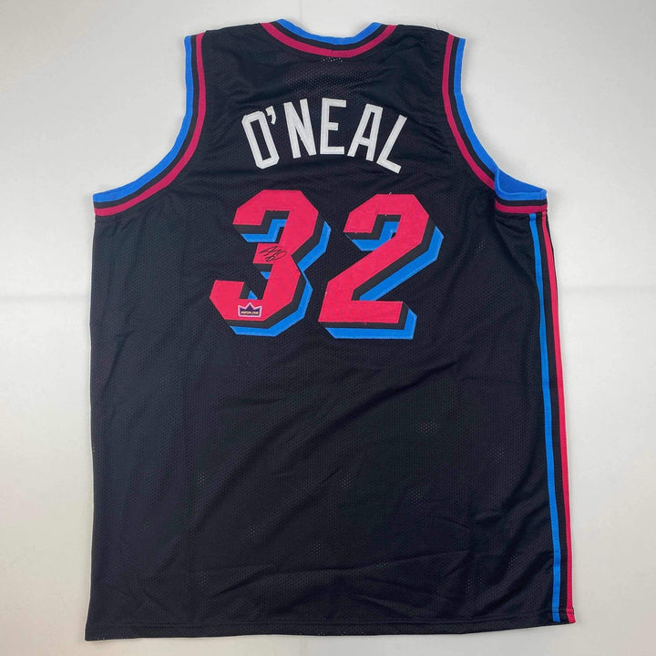 Facsimile Autographed Shaquille O'Neal Miami Black Vice Reprint Jersey Men's XL