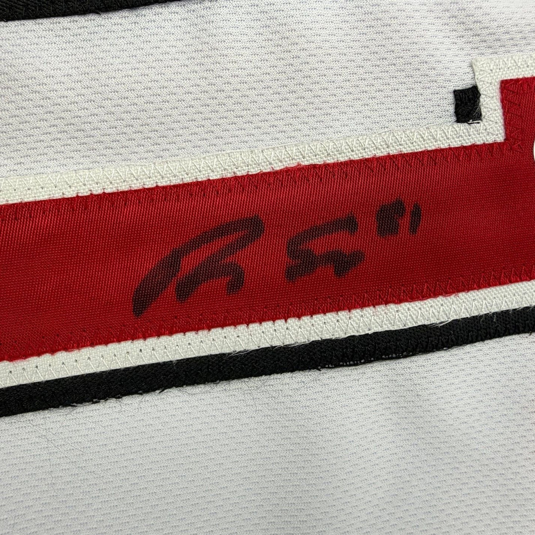 Framed Autographed/Signed Brady Singer 35x39 White Jersey Beckett BAS COA