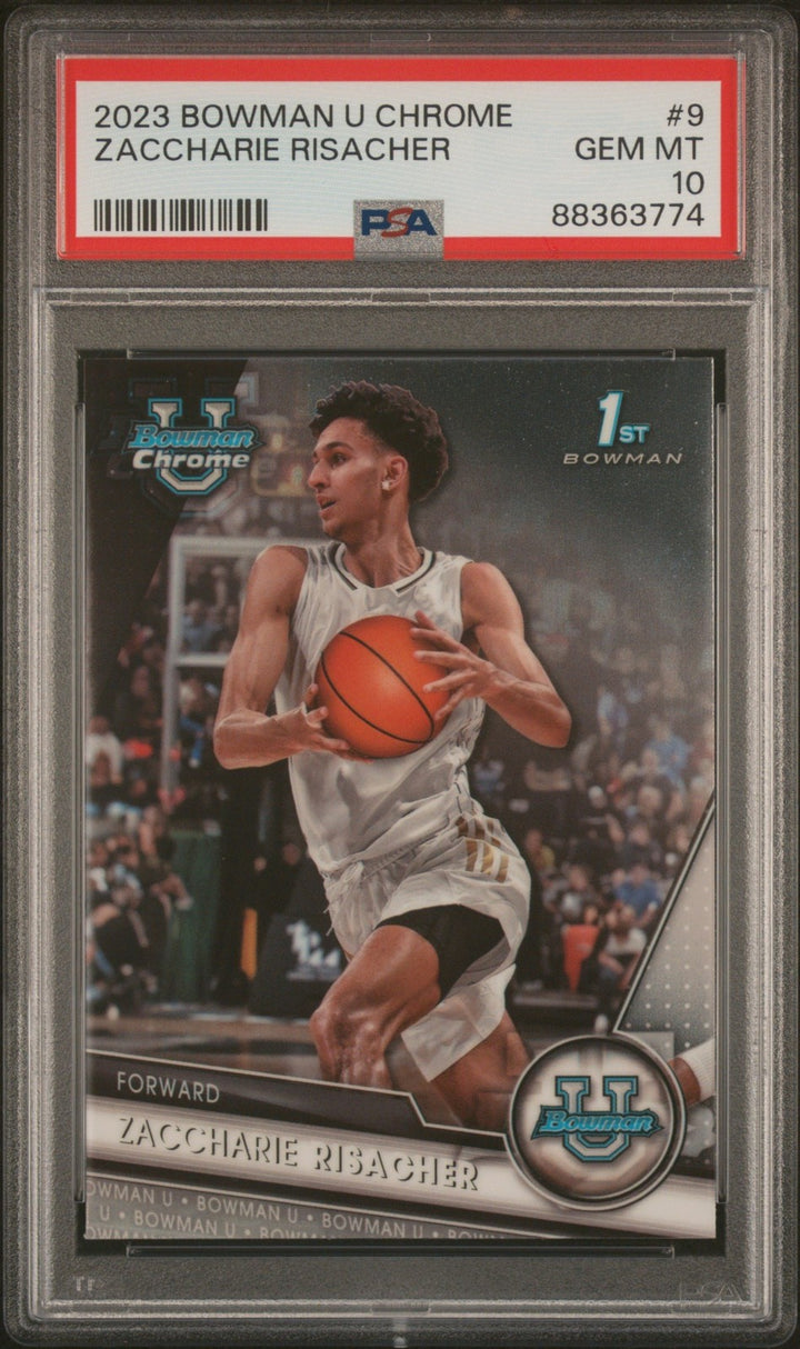 Graded 2023 Bowman U Chrome Zaccharie Risacher #9 RC Basketball Card PSA 10