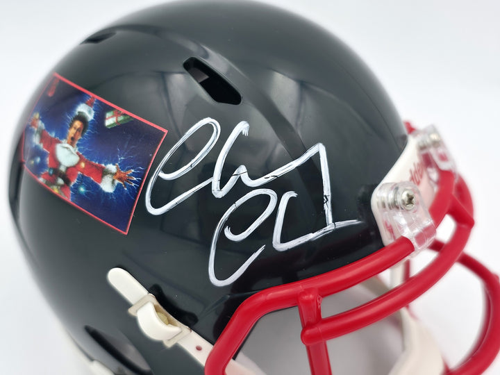 Chevy Chase Signed Christmas Vacation Black Speed Mini Helmet Beckett