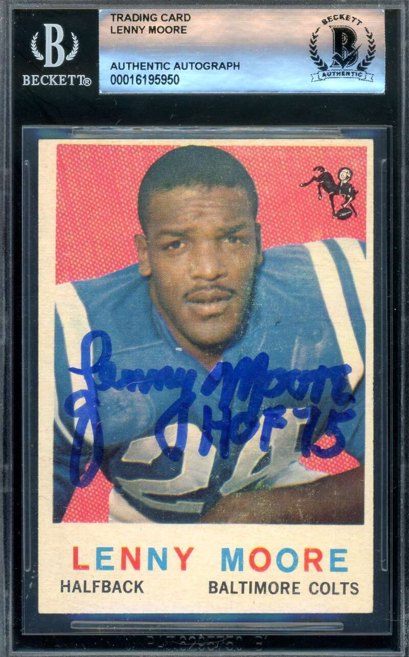 Lenny Moore Beckett BAS Signed 1959 Topps Autograph