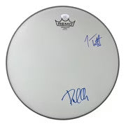 Joe Elliott Phil Collen Def Leppard Signed 15" Flt Gray Remo Drum Head JSA Holo