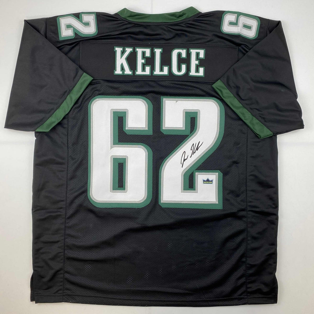 Facsimile Autographed Jason Kelce Philadelphia Black Reprint Jersey Size Mens XL