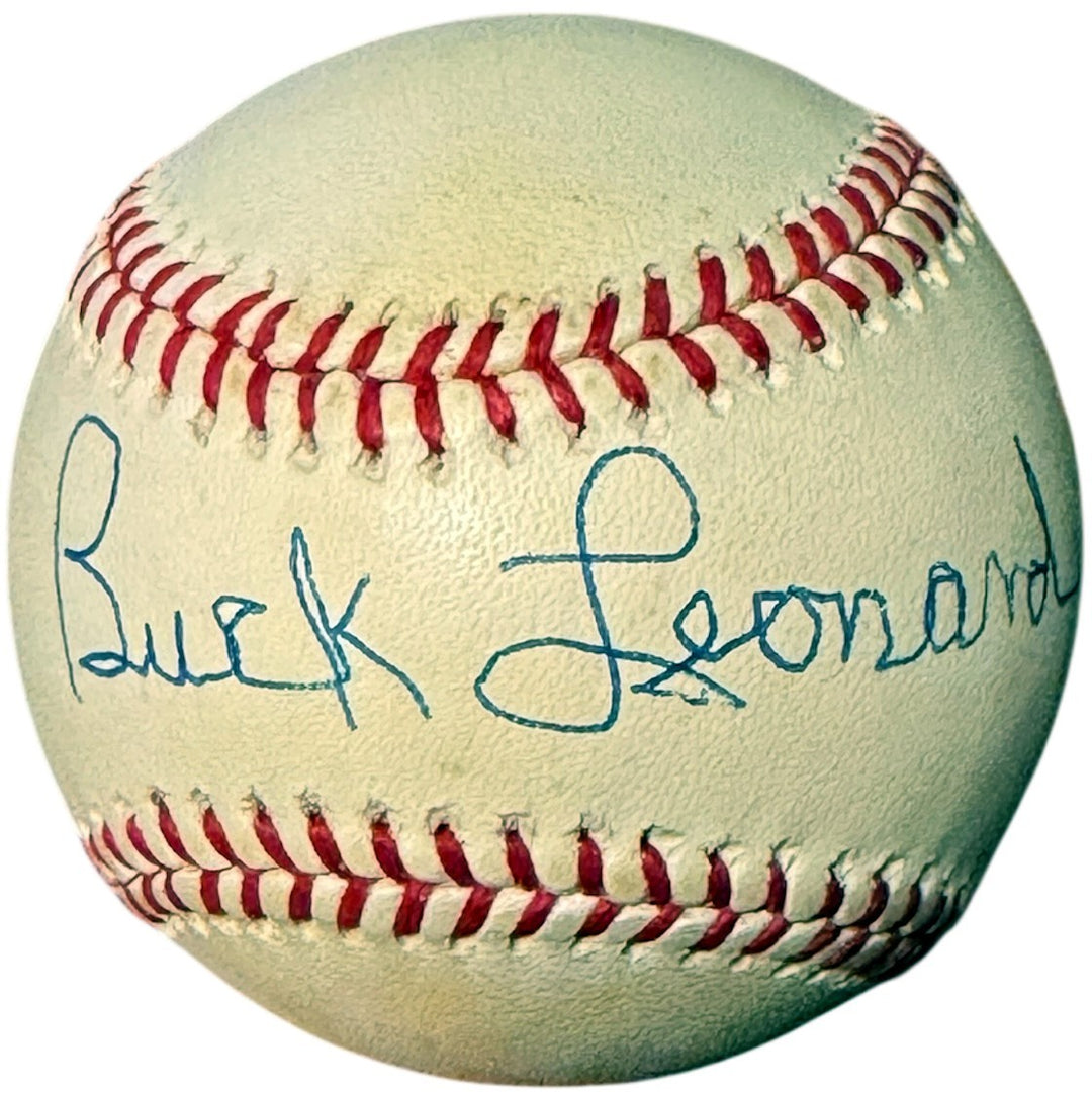 Buck Leonard Signed Ofc ROAL Rawlings American League Baseball Tone - COA (HOF)