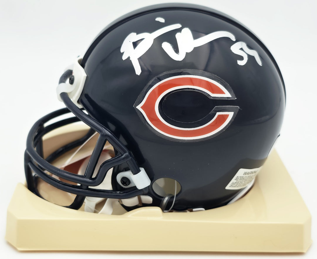 Brian Urlacher & Dan Hampton Signed Bears Blue Mini Helmet Beckett Witness