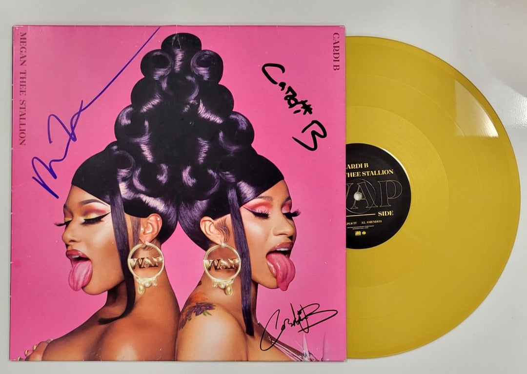 Cardi B & Megan Thee Stallion signed WAP Vinyl Album Cover autograph Beckett BAS