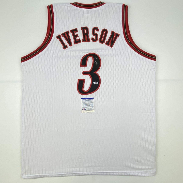 Autographed/Signed Allen Iverson Philadelphia White Jersey PSA/DNA COA