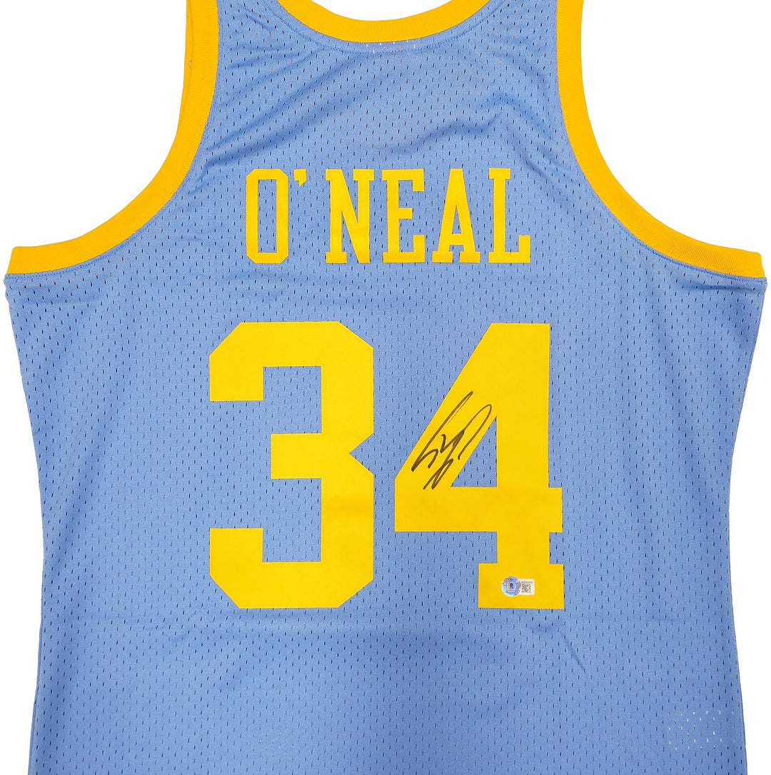 Lakers Shaquille ONeal Auto Blue Auth Mitchell Ness 01 HWC Swingman Jersey L BAS