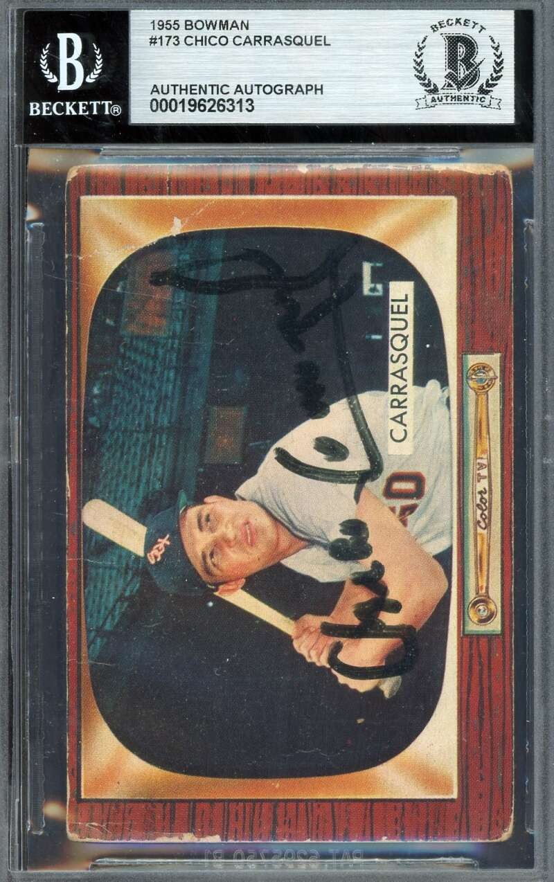 Chico Carrasquel Beckett BAS Vintage Signed 1955 Bowman Autograph