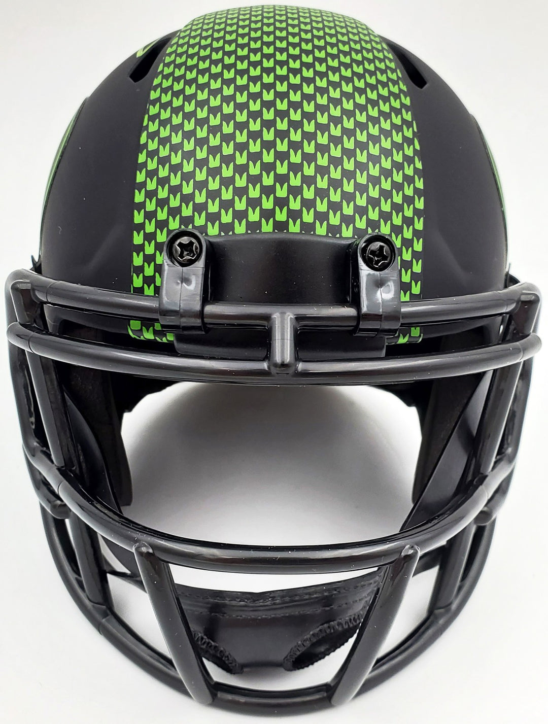 Russell Wilson Signed Eclipse Black Seahawks Speed Mini Helmet In Green RW Holo