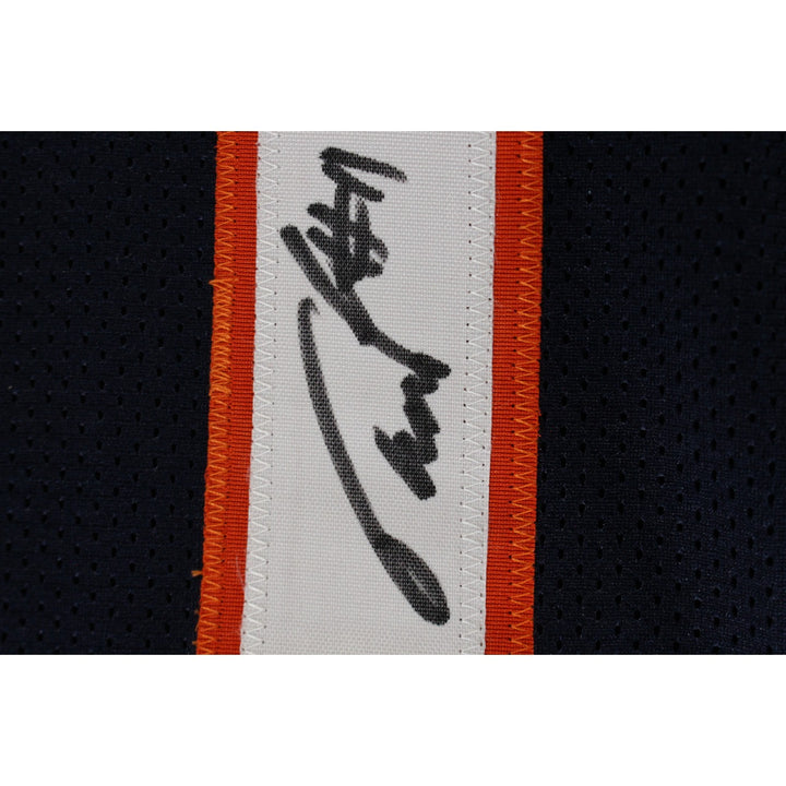 Troy Franklin Autographed/Signed Pro Style XL Blue Jersey Beckett 53867