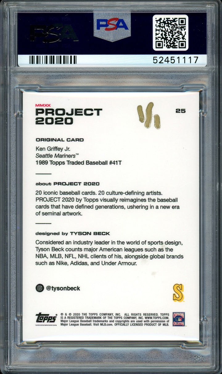 Ken Griffey Jr. Signed Topps Project 2020 Tyson Beck Card 25 HOF 16 #1/1 PSA/DNA