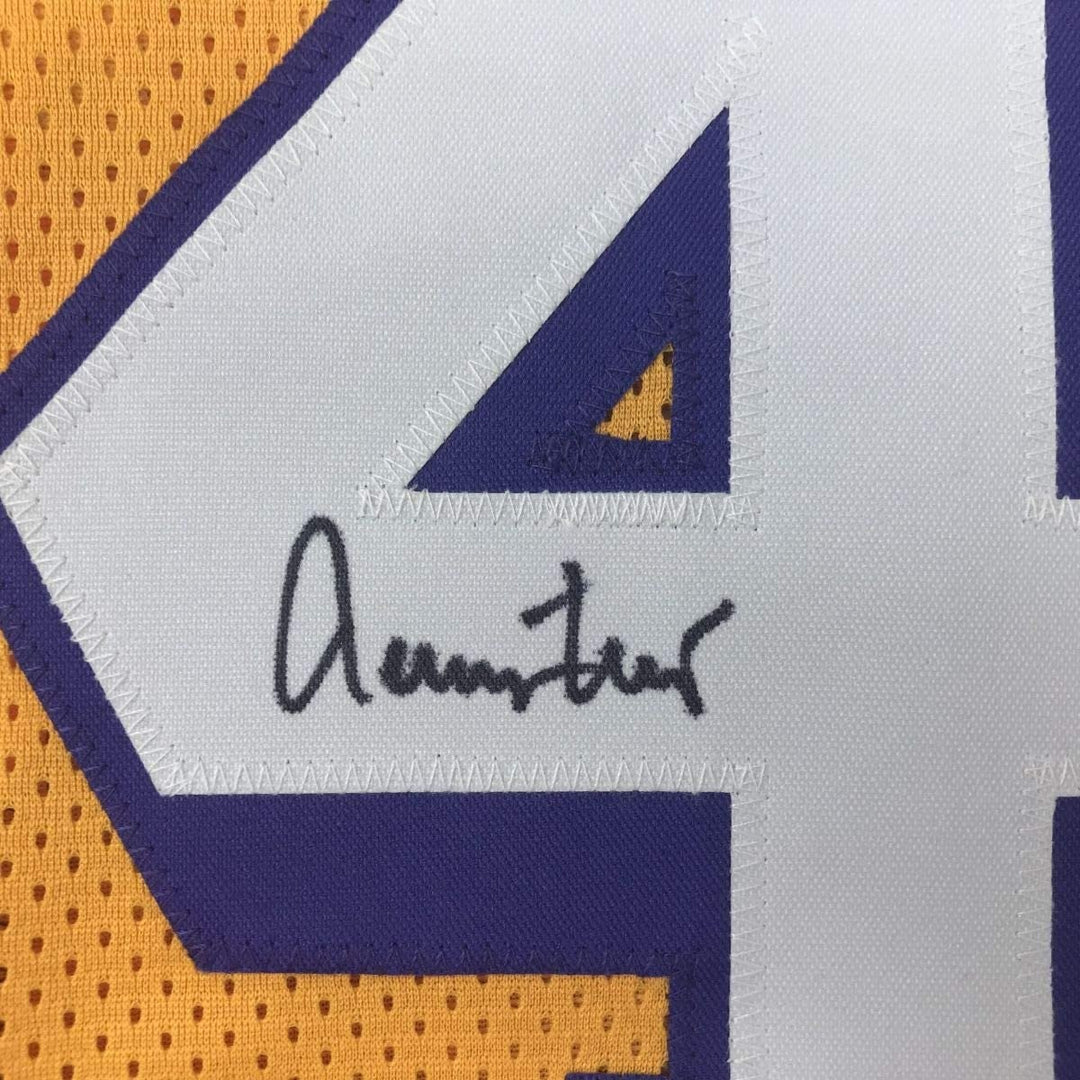 Autographed/Signed Jerry West Los Angeles LA Yellow Jersey JSA COA