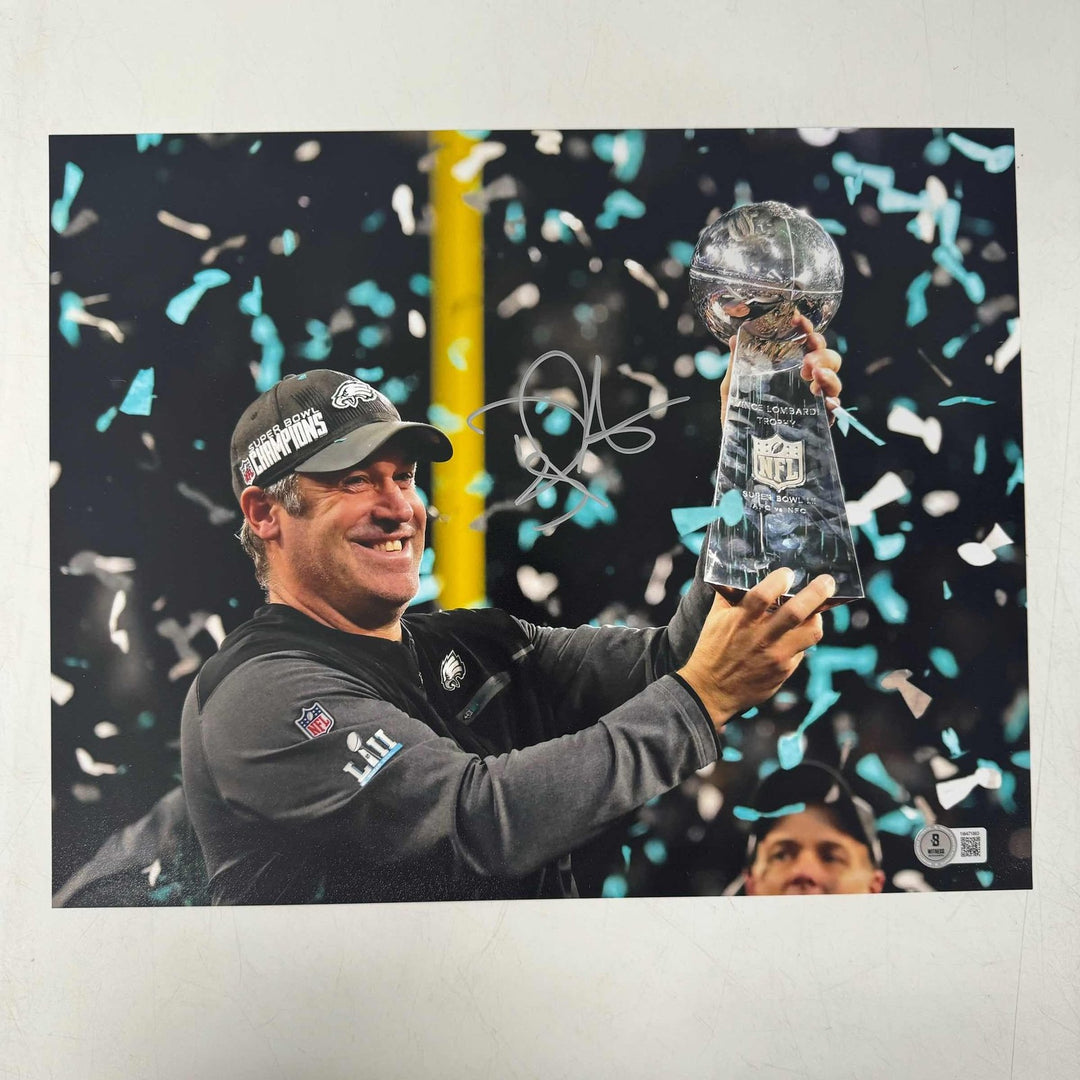 Autographed/Signed Doug Pederson Eagles Super Bowl 11x14 Photo Beckett COA
