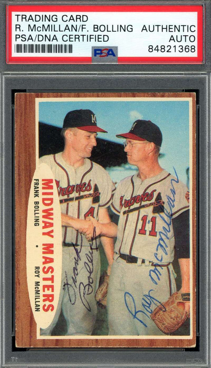 Frank Bolling Roy McMillan PSA DNA Signed 1962 Topps Midway Masters