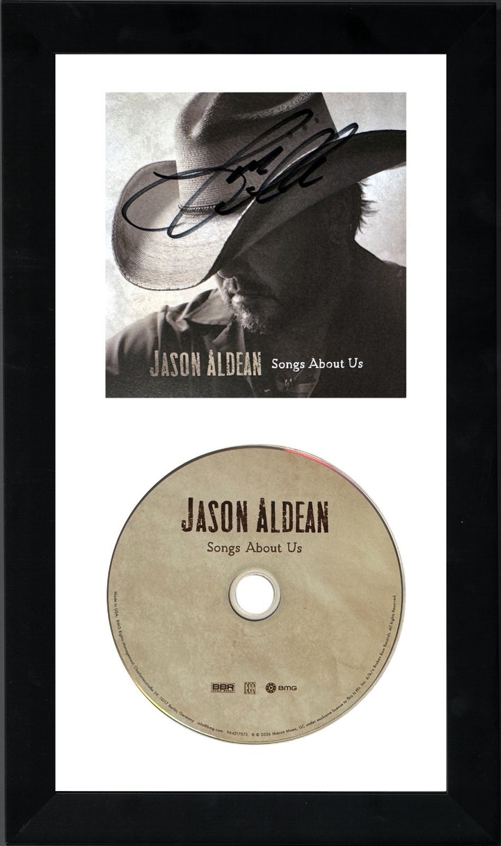 Jason Aldean signed 2026 Songs About Us 4.75x4.75 Art Card Insert/CD Framed- COA