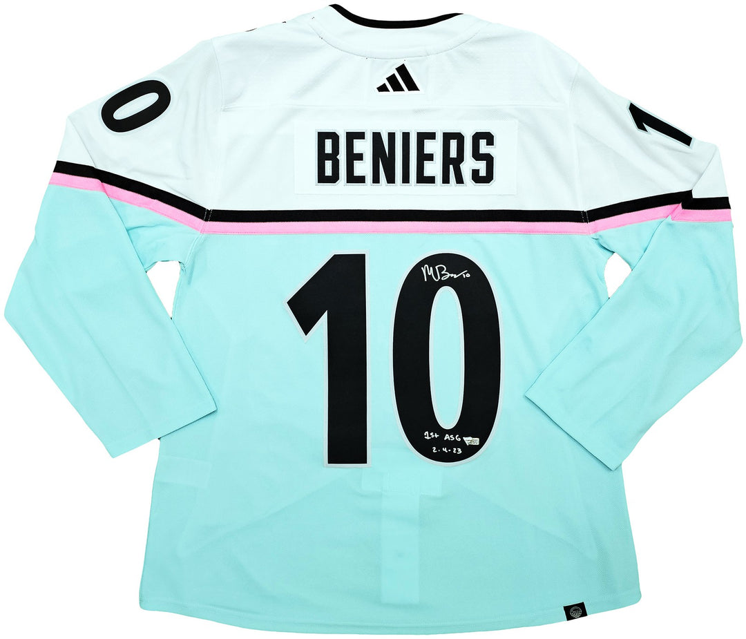 Kraken Matty Beniers Auto White Adidas 2023 ASG Jersey Size 54 1st ASG 2-4-23