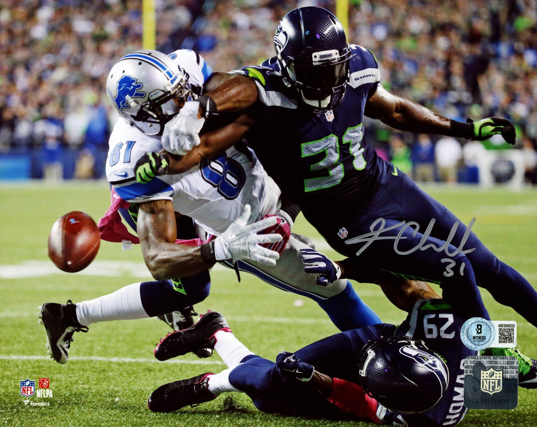 Kam Chancellor Auto 8x10 Photo (Calvin Johnson Forced Fumble) Seahawks Beckett