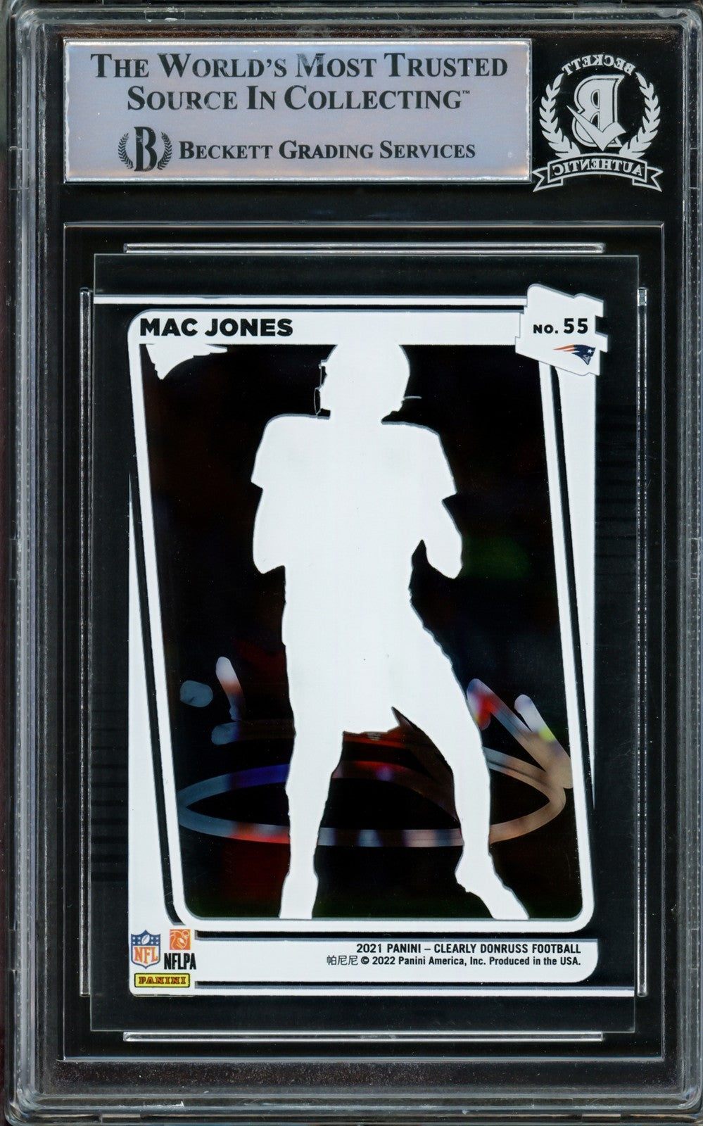 Mac Jones Signed 2021 Panini Donruss Clearly RC 55 New England Patriots Beckett