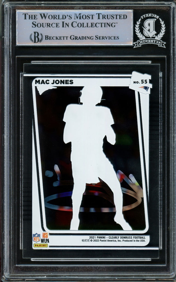 Mac Jones Signed 2021 Panini Donruss Clearly RC 55 New England Patriots Beckett