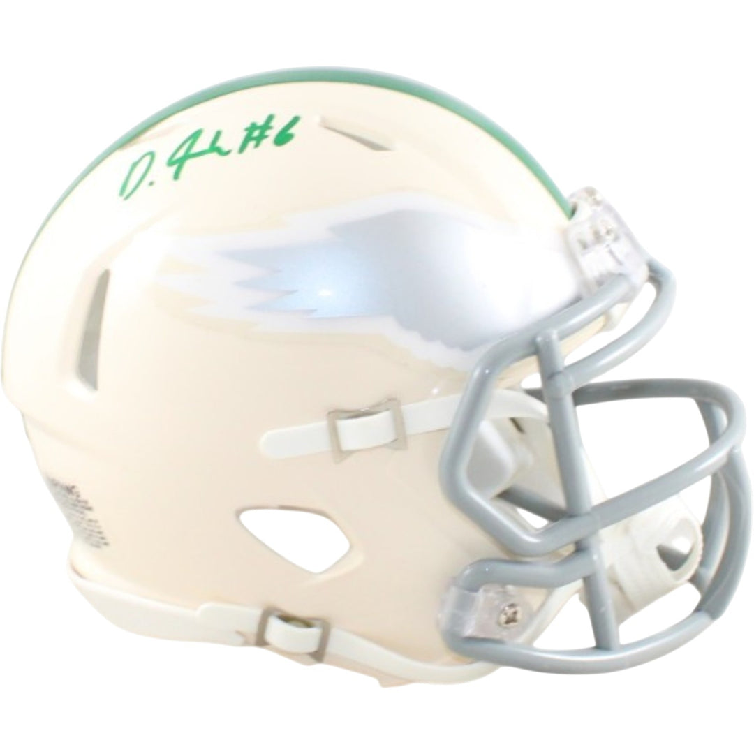 Devonta Smith Autographed Philadelphia Eagles Mini Helmet Retro Beckett W 58581