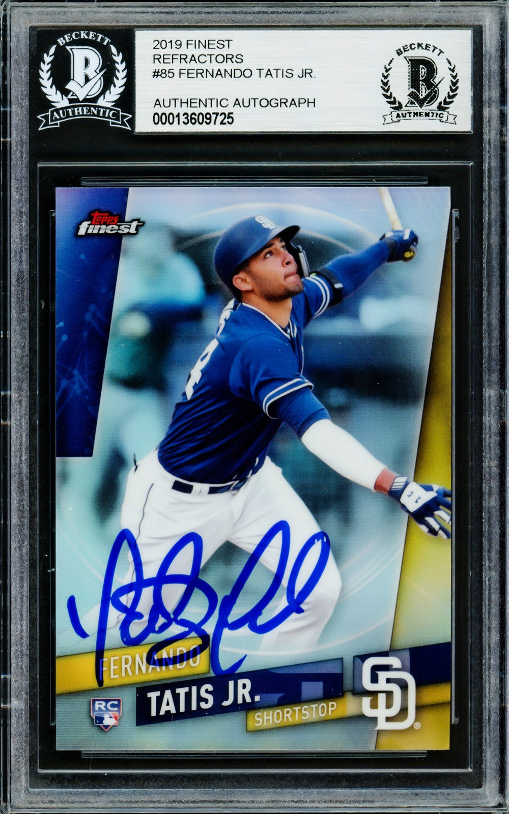 Fernando Tatis Jr. Signed 2019 Topps Finest Refractors RC 85 Padres Beckett