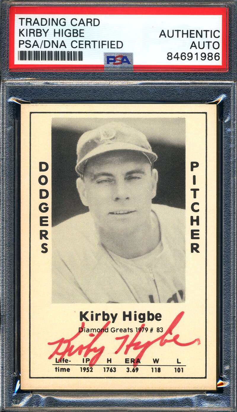 Kirby Higbe PSA DNA Signed 1979 Diamond Greats Autograph