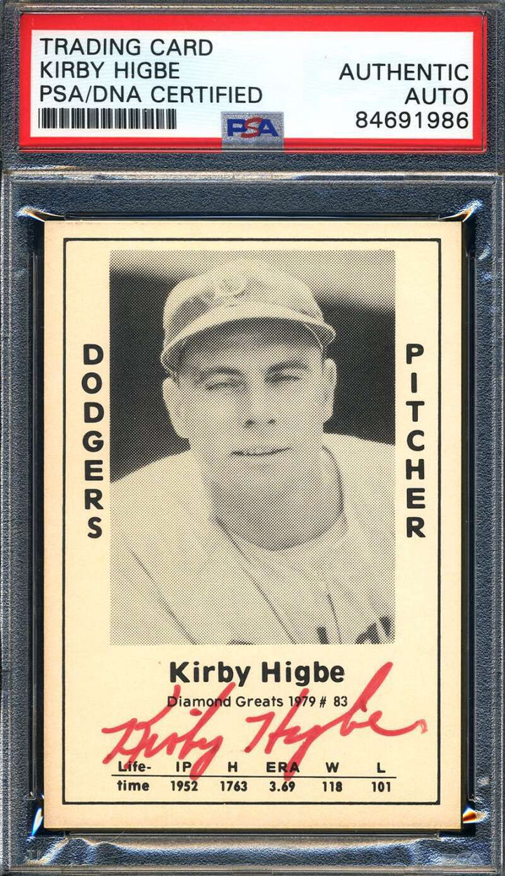 Kirby Higbe PSA DNA Signed 1979 Diamond Greats Autograph