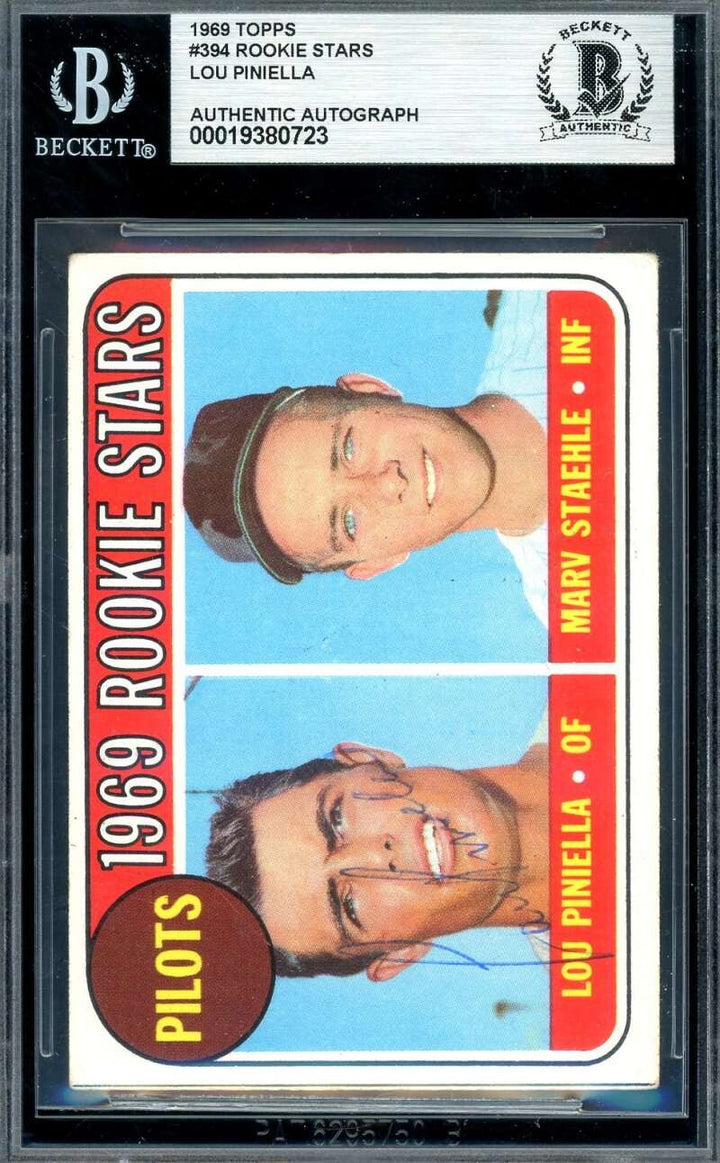 Lou Piniella Beckett BAS Vintage Signed 1969 Topps Rookie Stars Autograph