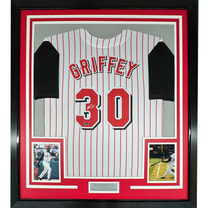Framed Facsimile Autographed Ken Griffey Jr. 33x42 Reprint Laser Auto Jersey