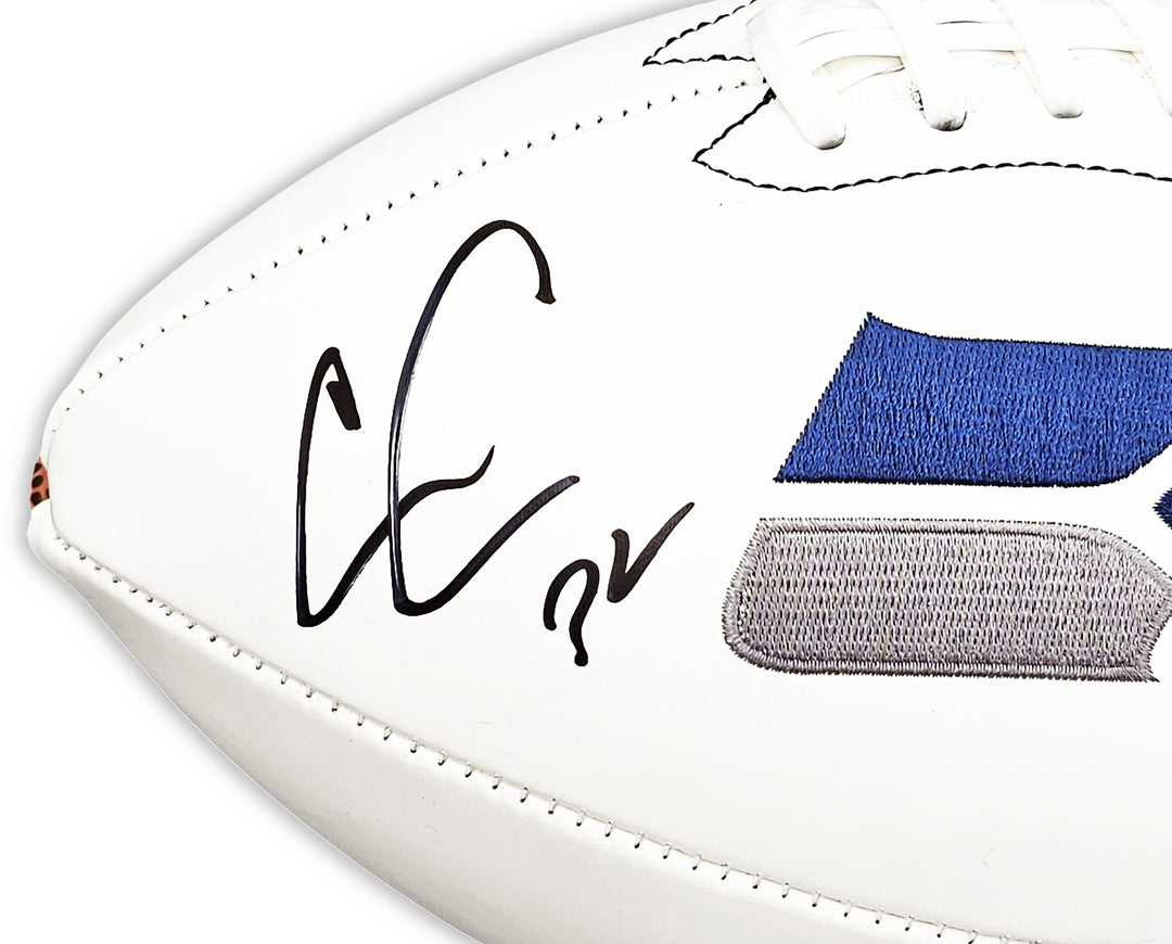 Chris Carson Auto Signed Seattle Seahawks White Logo Football Fanatics Holo